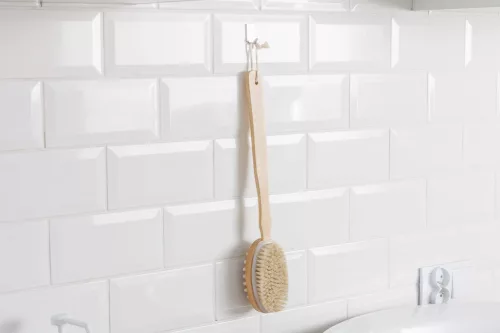 Perie de Masaj cu Două Fețe pentru Îngrijirea Spatelui - YORK (1 bucată) - Material: Lemn și Peri Sintetici, Dimensiune: Lungime Totală cu Mâner Lung