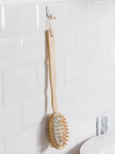 Perie de Masaj cu Două Fețe pentru Îngrijirea Spatelui - YORK (1 bucată) - Material: Lemn și Peri Sintetici, Dimensiune: Lungime Totală cu Mâner Lung