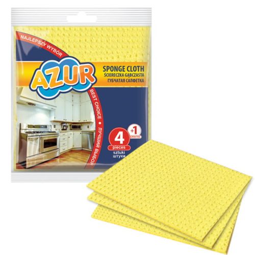 Set de Lavete din Burete 15,5 x 17,5 cm (4+1 Gratuit) Culoare Azur - YORK