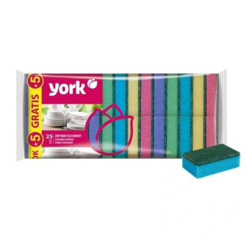 Set 30 Bureți de Vase York cu Strat de Curățare, 25+5 Bucăți Cadou