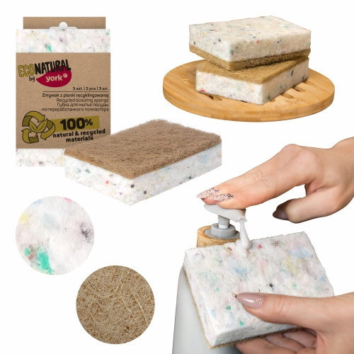 Set 3 Bureți de Bucătărie ECO din Material Reciclat și Agave Natural - YORK ECO NATURAL
