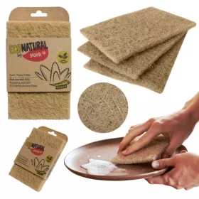   Set 3 Bureți de Curățare din Material Natural - YORK ECO NATURAL, Fibre de Agave și PET Reciclat