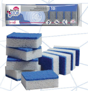 Set 10 Bucăți Bureți de Curățare Antibacterieni YORK BACTERIA STOP cu Cink Ultra-Fresh DW 30