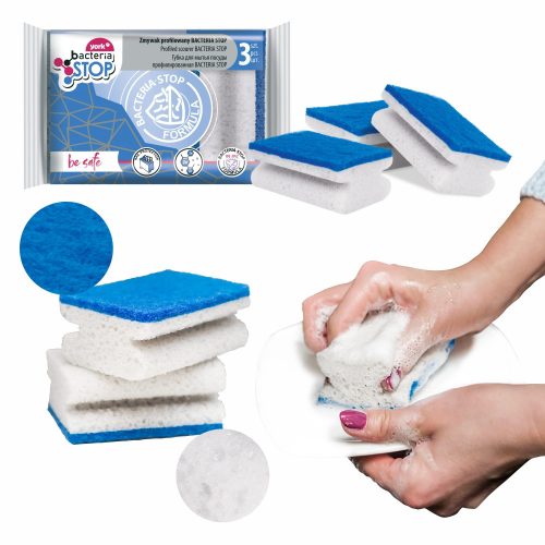 Set de 3 Bureți Ergonomici Antibacterieni pentru Vase - YORK STOP BACTERII