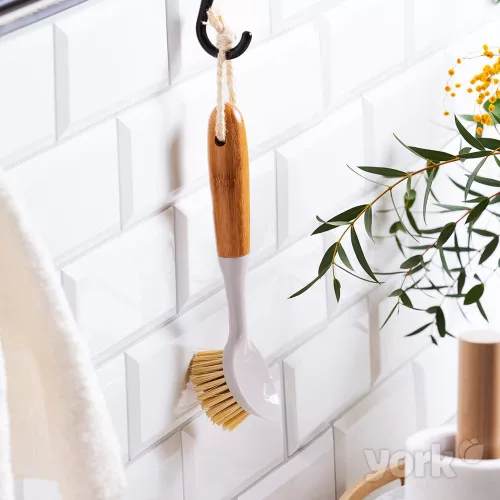 Perie de Vase din Bambus - York Eco Natural, 22 cm, Bej-Maro