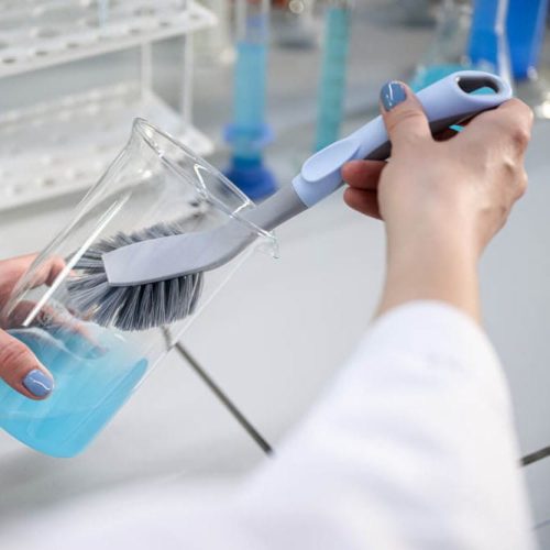 Perie de Vase cu Mâner Lung și Tehnologie Oprire Bacterii - 27 cm, Antimicrobian, Albastru Gri