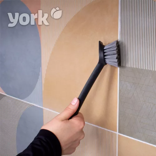 Perie de Vase Gri cu Mâner Lung și Perii din Nailon - 25 cm - YORK