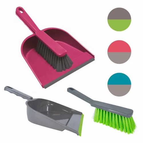 Set făraș cu margine din cauciuc și perie ergonomic din material plastic reciclat - YORK - CLEAN HOUSE