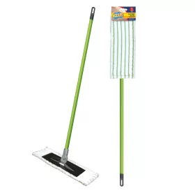   24 x Mop plat din microfibră pentru curățarea podelelor cu mâner de 120 cm culoare azur - YORK - CLEAN HOUSE