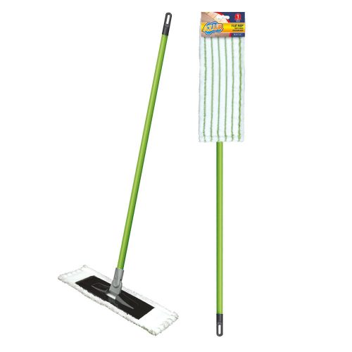 24 x Mop plat din microfibră pentru curățarea podelelor cu mâner de 120 cm culoare azur - YORK - CLEAN HOUSE