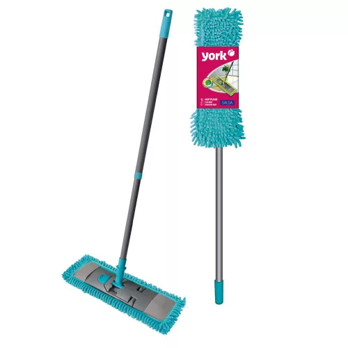 Mop plat din microfibră cu fire lungi și mâner telescopic de 120 cm SALSA - YORK - CLEAN HOUSE