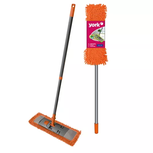 Mop plat din microfibră cu fire lungi și mâner telescopic de 120 cm SALSA - YORK - CLEAN HOUSE