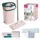 4 x Mop Lapos cu Găleată cu Două Compartimente și Presă, Mâner Pliabil HANDY - YORK - CURĂȚENIE CASNICĂ