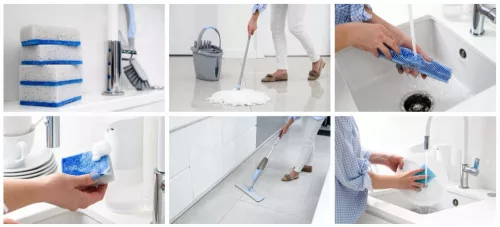 Pad de Curățare din Microfibră 43x12cm pentru Mop Spray York Bacteria Stop, Gri Închis