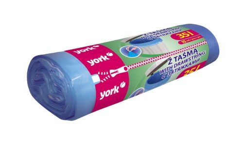 Saci de gunoi cu șnur de strângere 35 litri / 15 bucăți - YORK - CLEAN HOUSE