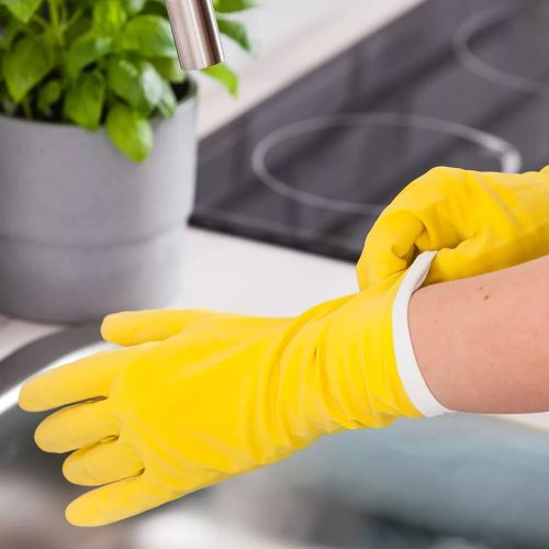 Mănuși de menaj din latex mărimea M - 1 pereche - YORK - CURĂȚENIE CASNICĂ