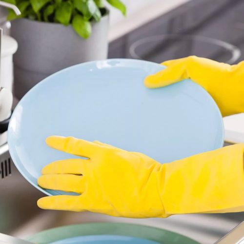 Mănuși de menaj din latex mărimea M - 1 pereche - YORK - CURĂȚENIE CASNICĂ