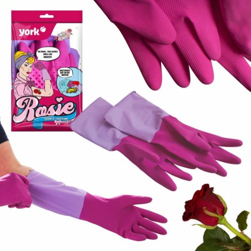 Mănuși de cauciuc parfumate roșii mărime medie (1 pereche) - YORK - CASA CURATĂ