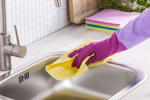 Mănuși de cauciuc parfumate roșii mărime medie (1 pereche) - YORK - CASA CURATĂ