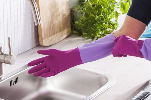 Mănuși de cauciuc parfumate roșii mărime medie (1 pereche) - YORK - CASA CURATĂ