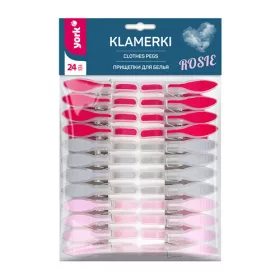   Set 24 cârlige de rufe roșii - YORK - GARDEROBĂ BINE ÎNTREȚINUTĂ