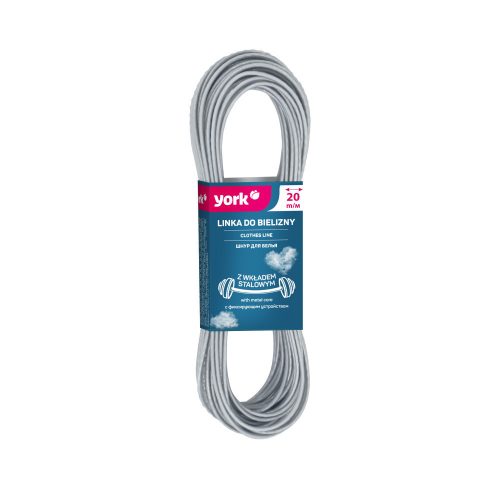 50 x Frânghie de Uscat Rufe cu Miez Metalic 20m - YORK - GARDEROBĂ BINE ÎNTREȚINUTĂ