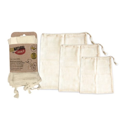 Saci din Bumbac Ecologic pentru Fructe și Legume (3 bucăți) - YORK ECO NATURAL