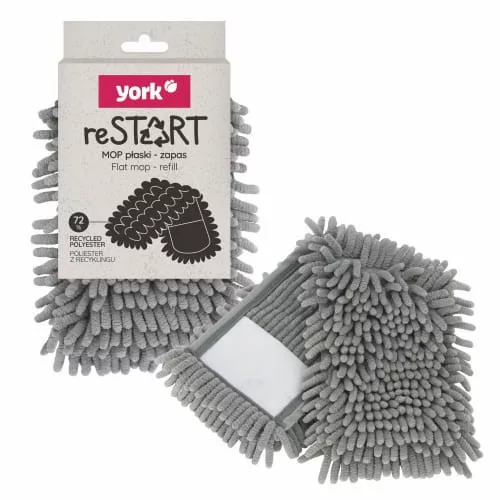 Mop Lapos York Restart cu Cap Chenille din Poliester 100% Reutilizat, Compatibil cu Toate Suprafețele, 85–140 cm