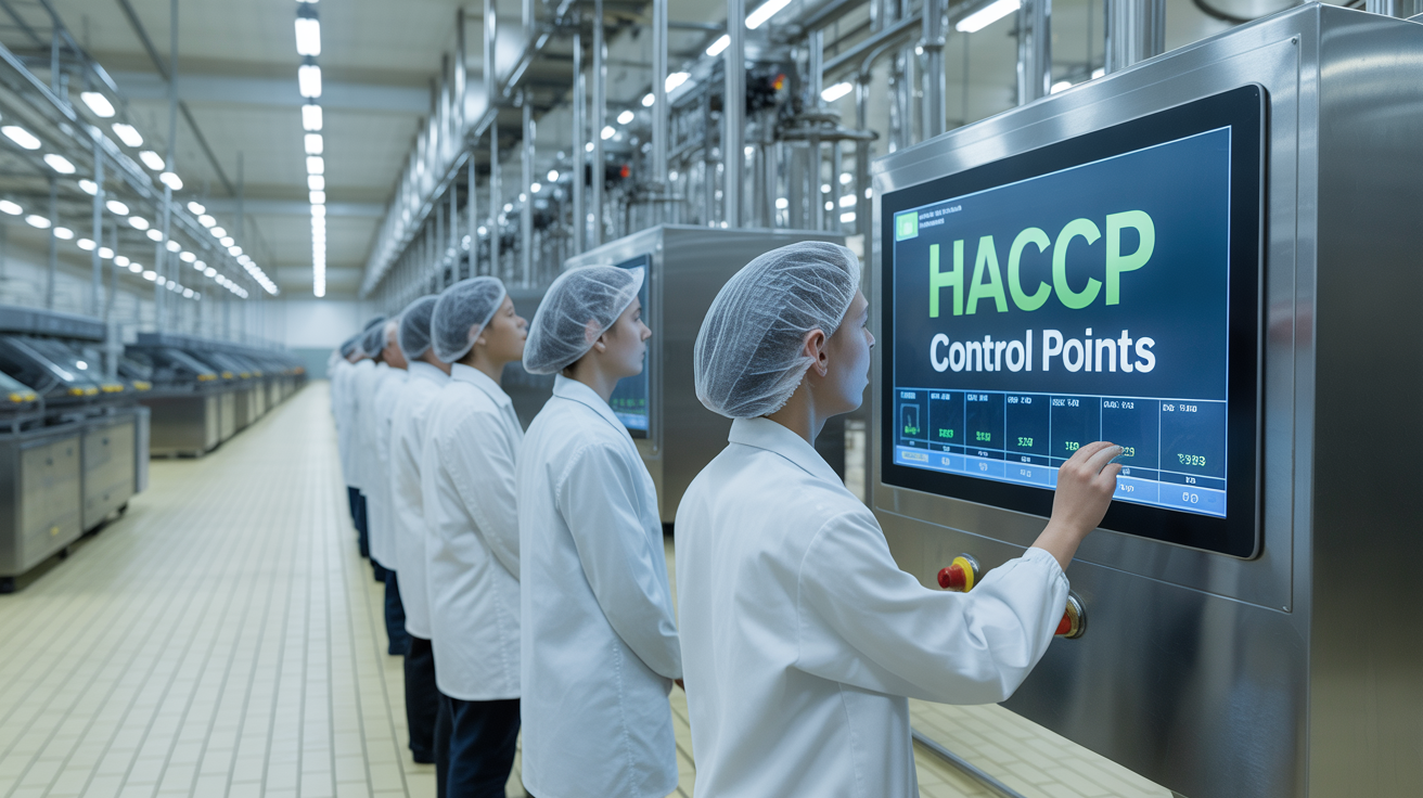 Lucrători monitorizând procesele HACCP
